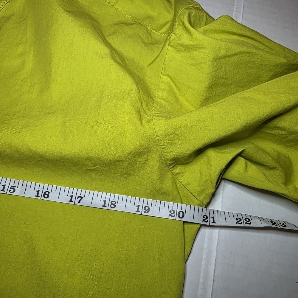 Pilcro Anthropologie Drawstring Chartreuse Poplin Button Blouse Womens XXS - Picture 12 of 14